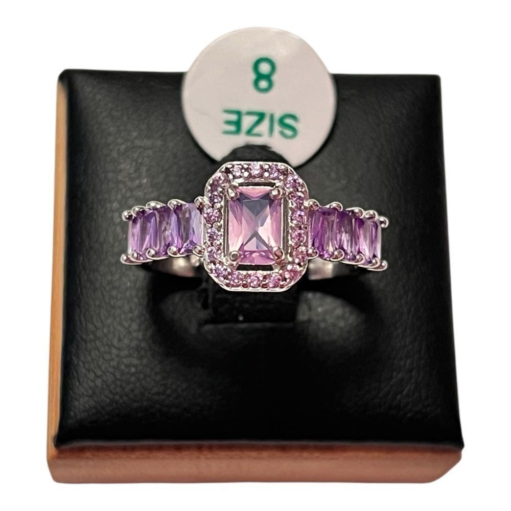 Bomb Party Lab Created Purple Chalcedony & Amethyst CZ Sterling Silver Ring